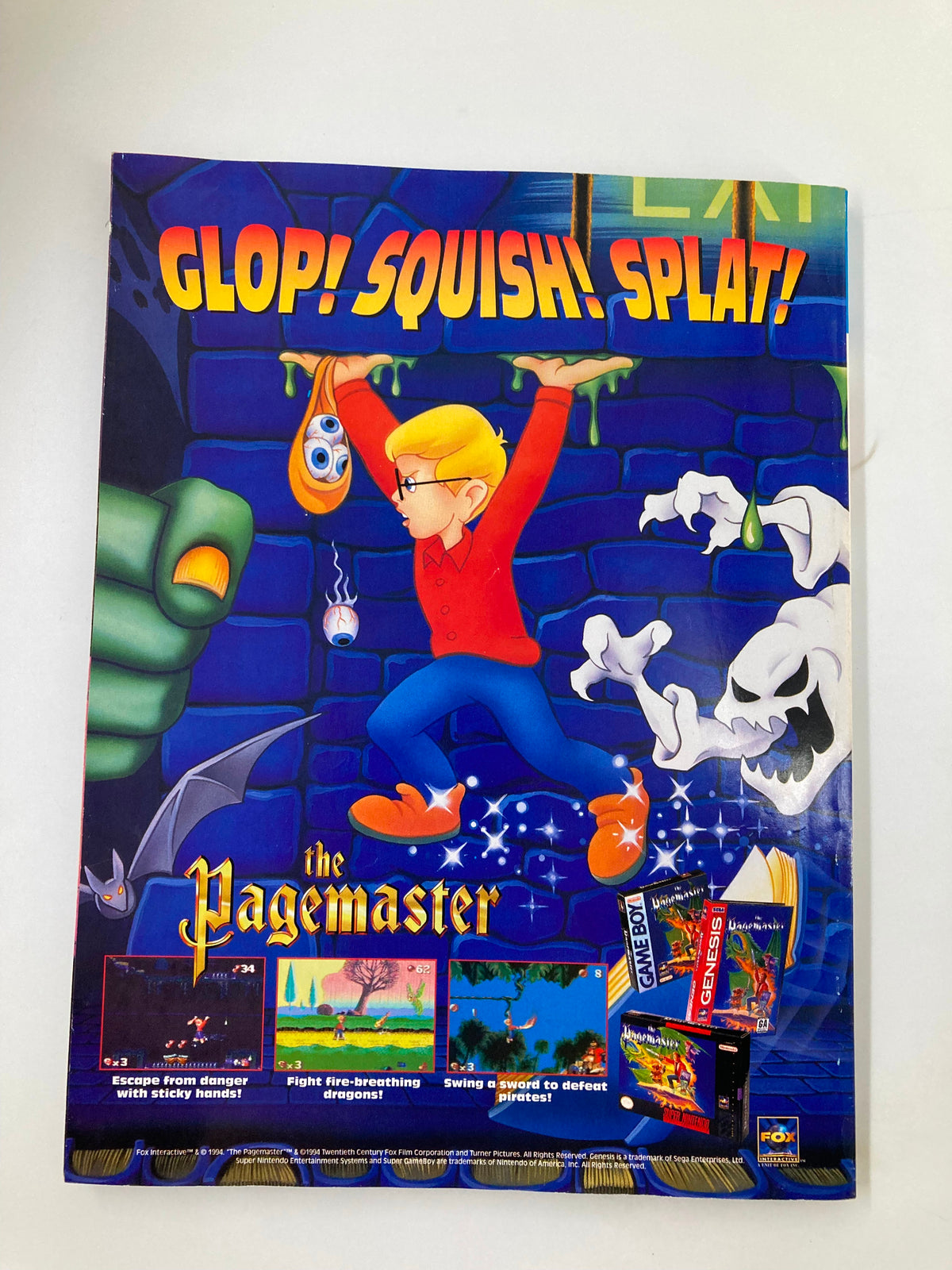 Cover of GamePro Magazine January 1995 featuring Earthworm Jim's Underground Secrets, showcasing vibrant artwork with a character in action and promotional content for The Pagemaster video game.