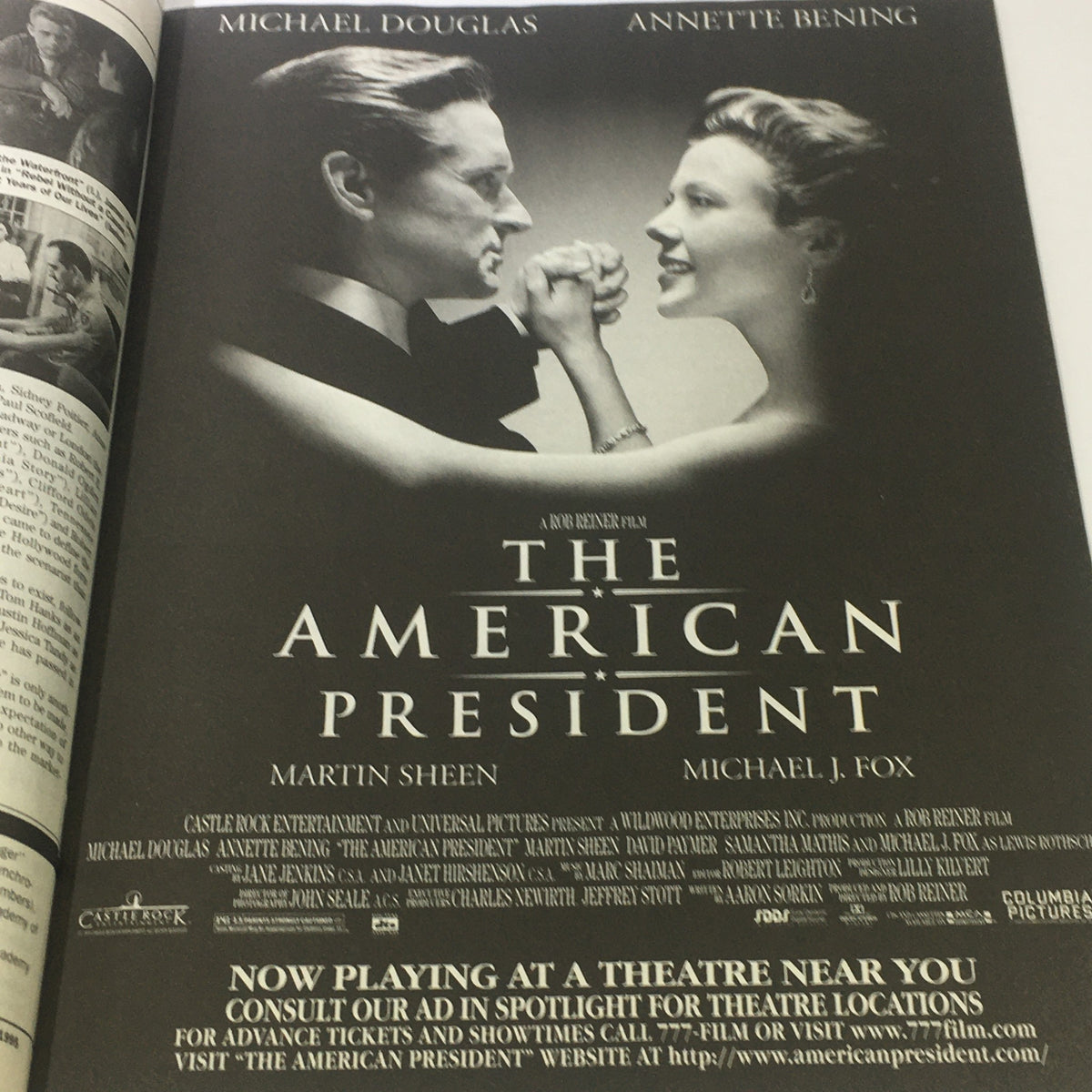 Advertisement for the film 'The American President' featuring Michael Douglas and Annette Bening in Daily News Magazine, November 19, 1995.