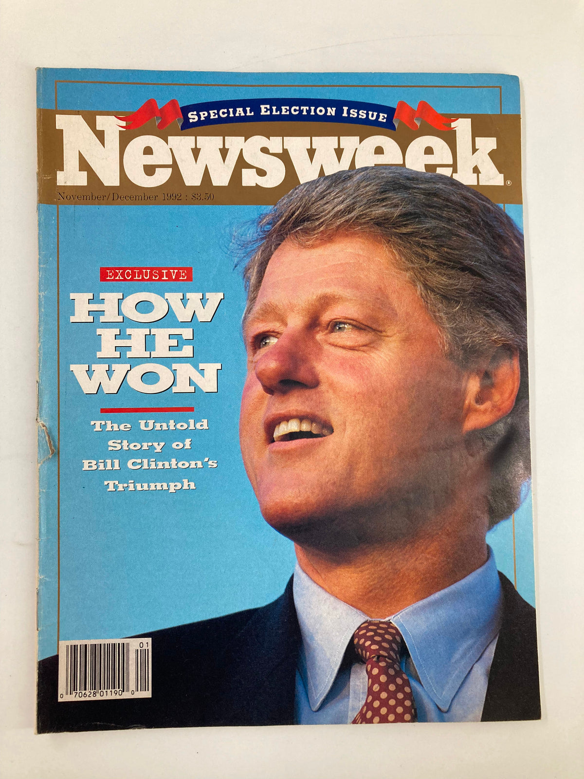 Cover of Newsweek Magazine from November 1992 featuring the title 'How He Won: The Untold Story of Bill Clinton's Triumph' with a photograph of Bill Clinton smiling.