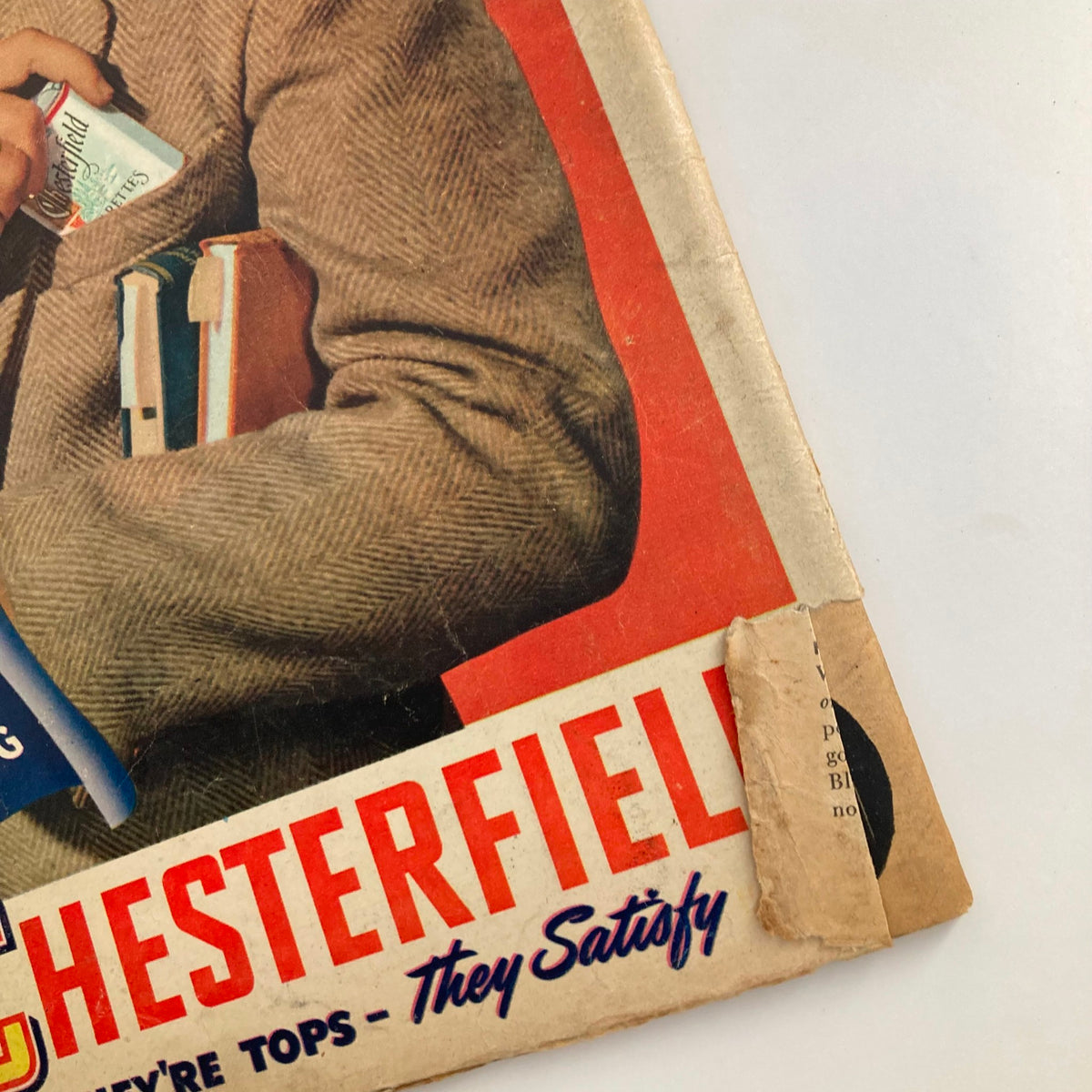Close-up view of the VTG Look Magazine from March 18, 1947, featuring General Dwight D. Eisenhower, highlighting the vintage cover with Hesterfield advertisement, showcasing collectible historical significance.