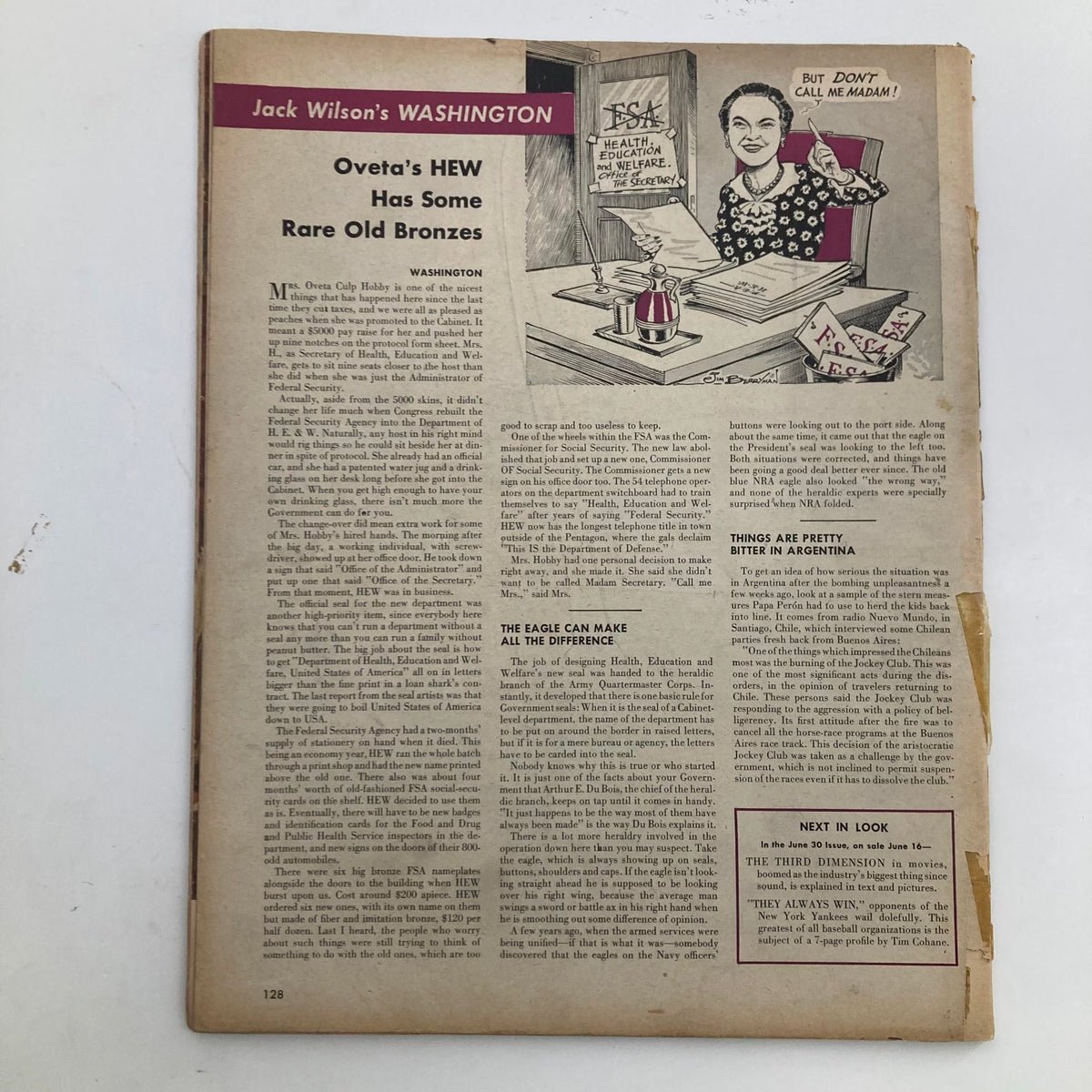 Article page from VTG Look Magazine June 16 1953 discussing topics of the era, with detailed text and illustrations related to political history.