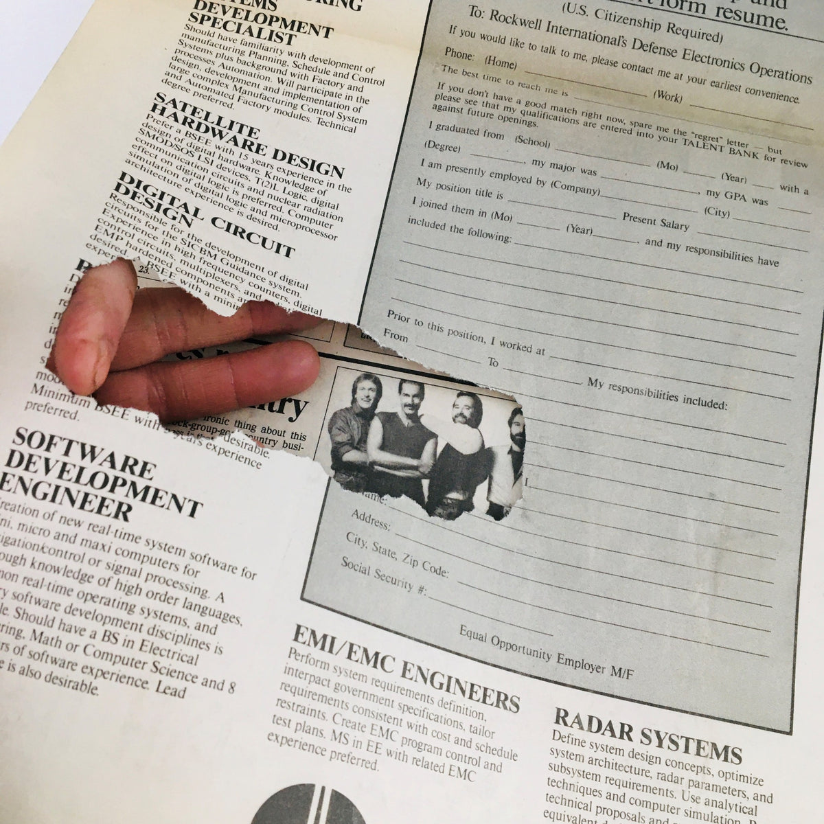 The Nation's Newspaper USA Today Life June 19 1984 with job application and development roles, featuring a hand making a gesture through a torn circular cutout.
