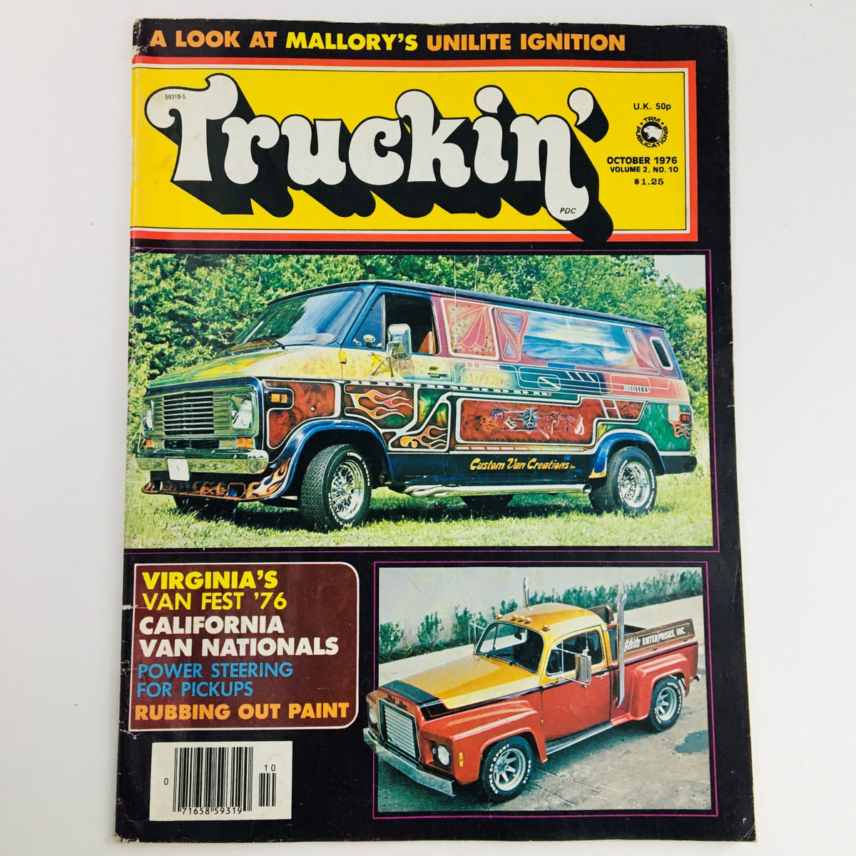 Truckin' Magazine October 1976 Vol 2 #10 featuring custom vans and automotive culture, showcasing vibrant photography of the California Van Nationals and Virginia's Van Fest, with highlights on van customization and truck enhancements.