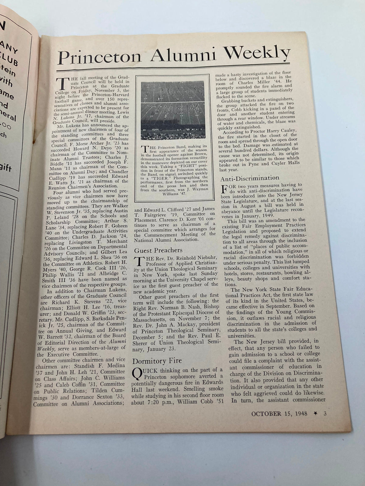 Vintage Princeton Alumni Weekly October 15 1948 Fight Tiger Band Taking A Fight