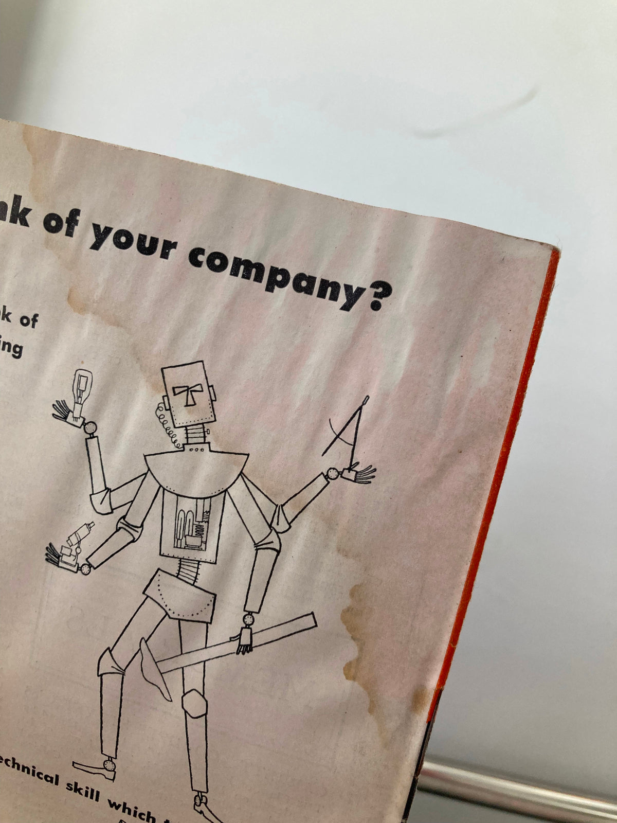 Interior page of VTG Princeton Alumni Weekly February 8, 1952, displaying a humorous illustration and sections regarding corporate skills and inquiries.