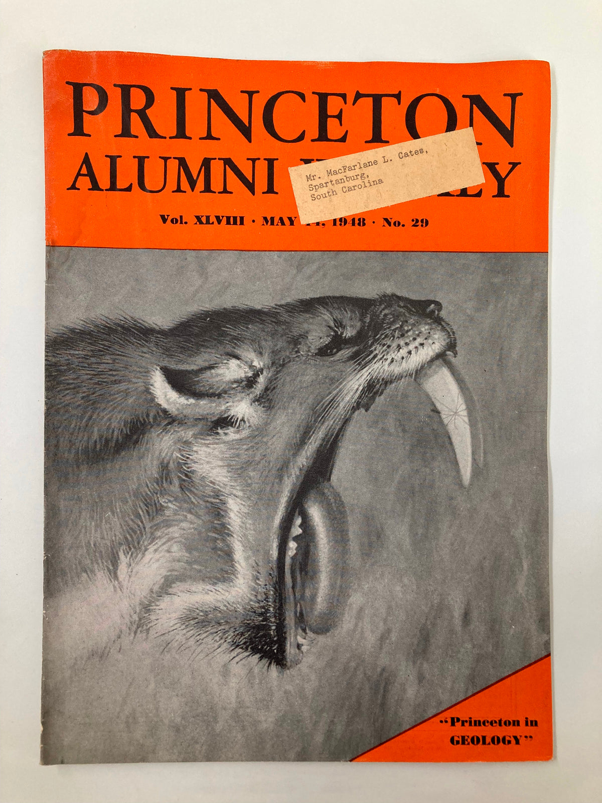 VTG Princeton Alumni Weekly from May 14, 1948, featuring a striking cover illustration with a geological theme, titled 'The Princeton in Geology', showcasing the magazine's historical significance and connection to Princeton University.