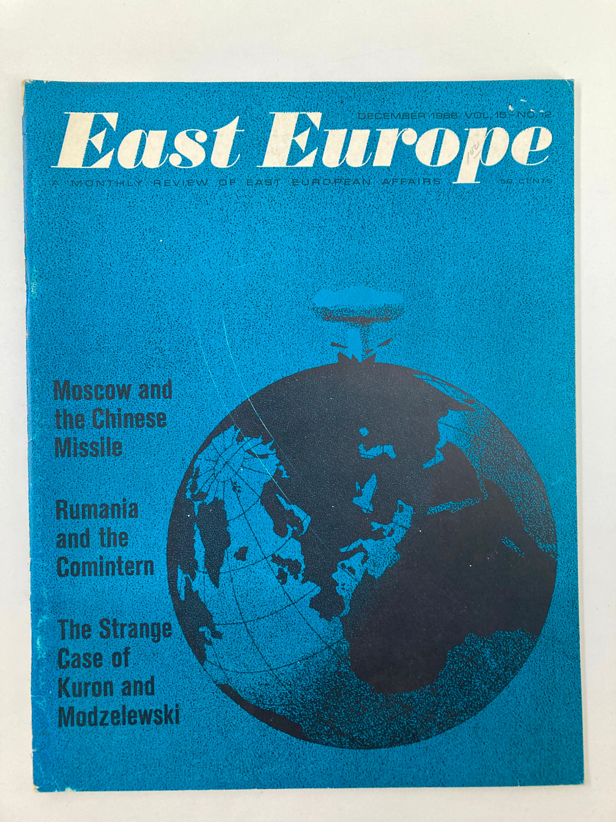 Cover of VTG East Europe Magazine, December 1966 featuring an illustration related to Moscow and the Chinese missile program, highlighting historical content from the Cold War era.