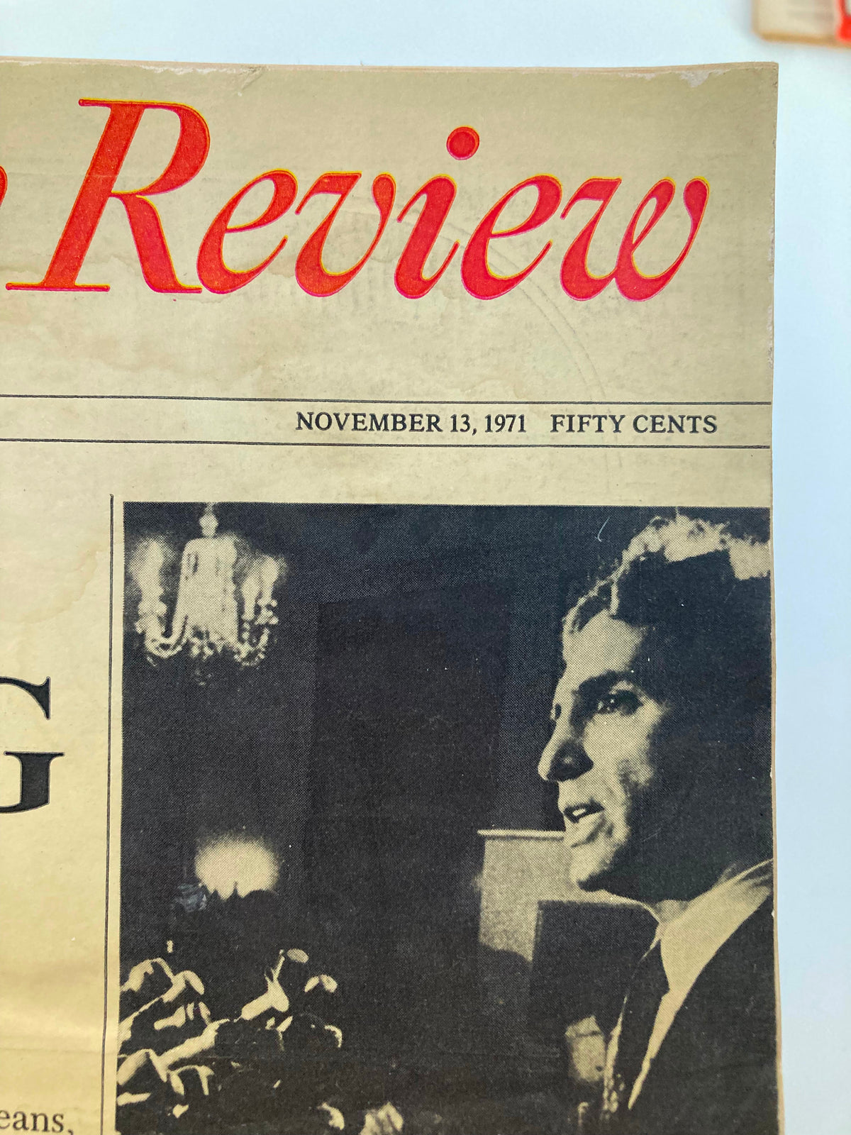 Cover image of the VTG Saturday Review Magazine from November 13, 1971, showcasing the title prominently along with a photograph related to the Ellsberg Affair article by Peter Schrag.