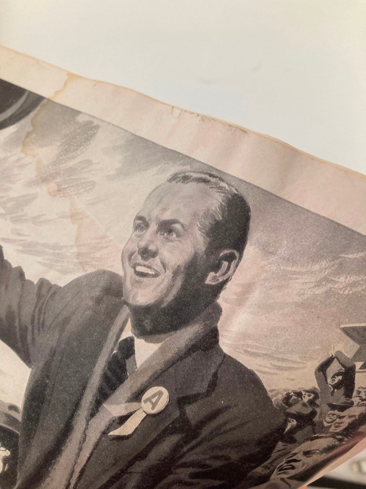 Cover illustration of VTG Princeton Alumni Weekly October 28 1949 depicting a smiling man, showcasing the vintage publication's artistic style.