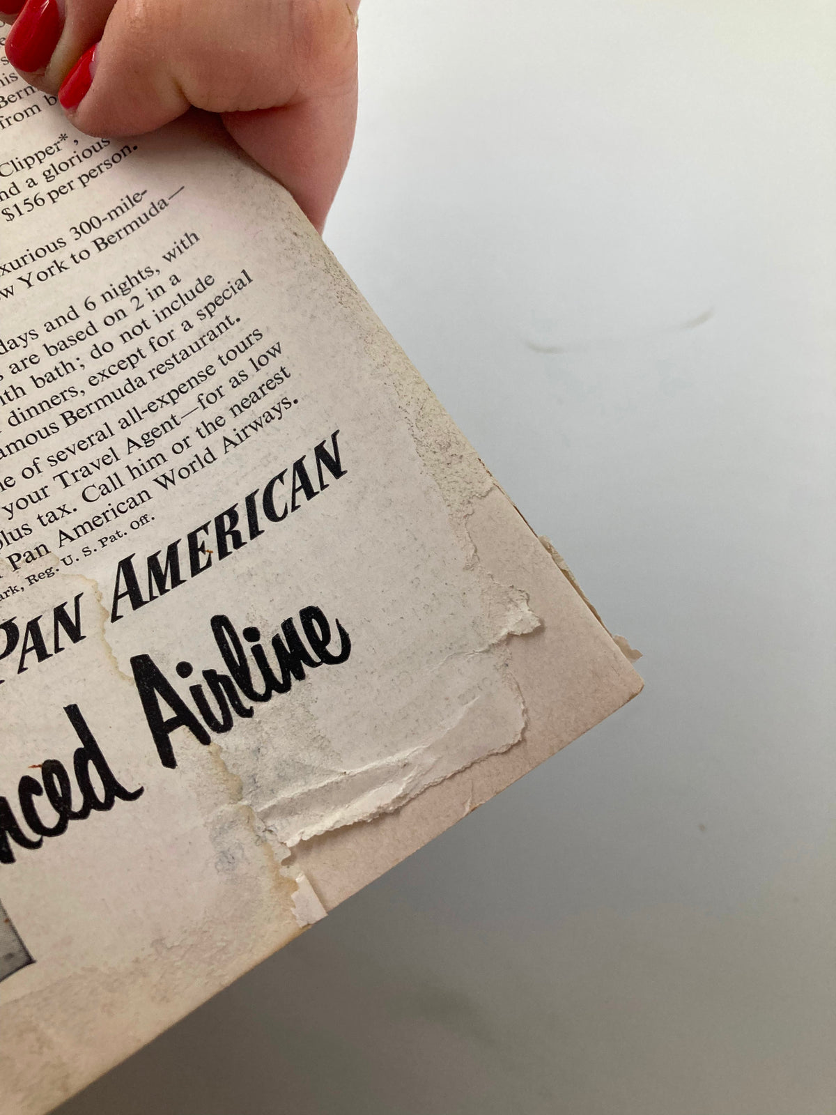 Back cover of the VTG Princeton Alumni Weekly May 5 1950 showcasing wear and tear with an advertisement for Pan American Airlines.