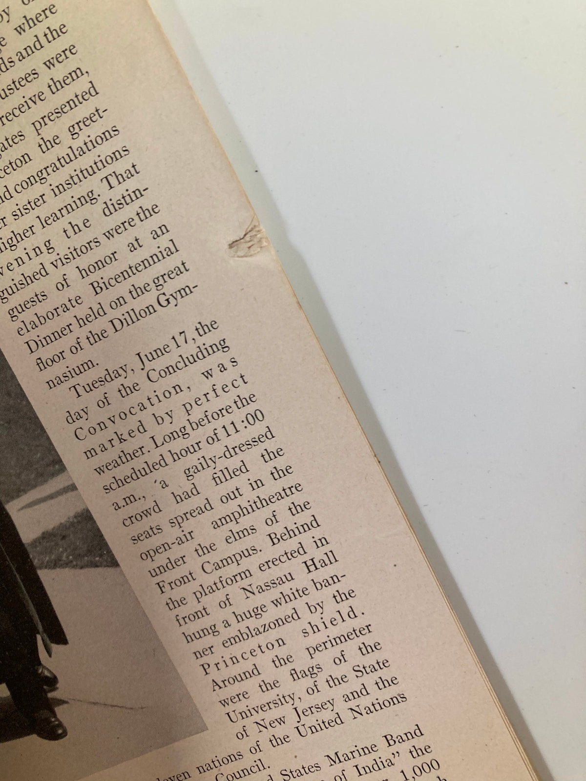 Image of an interior page from VTG Princeton Alumni Weekly July 4, 1947, highlighting text and minor wear details.