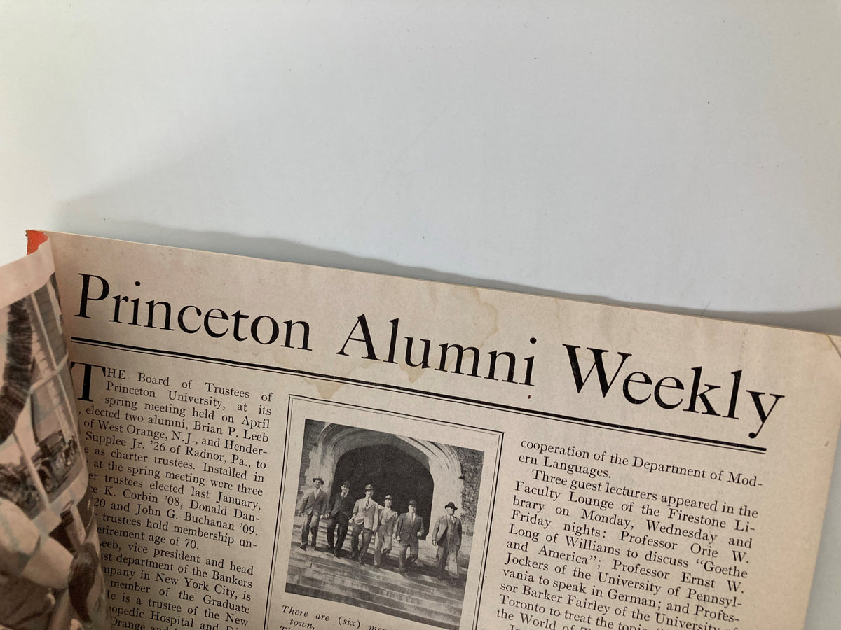 Inside the VTG Princeton Alumni Weekly May 6, 1949, showcasing the title page with a glimpse of historical articles and features relevant to Princeton alumni.