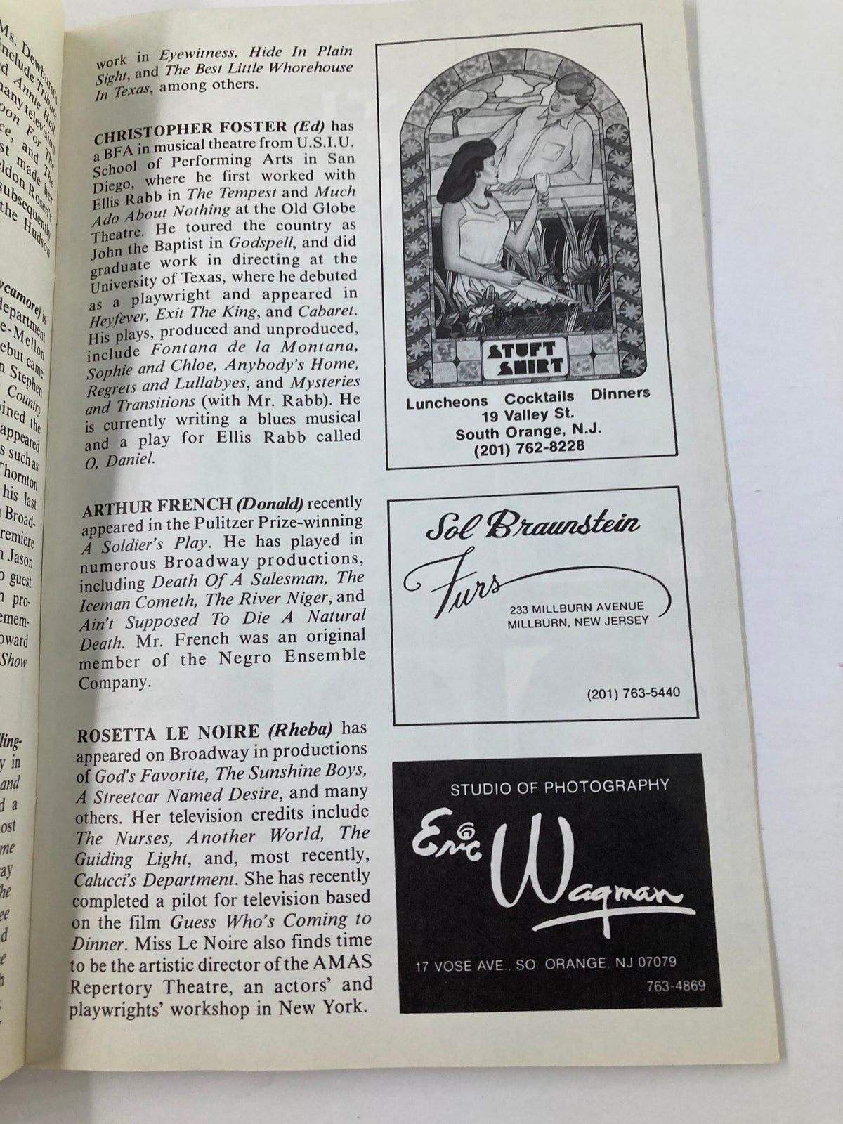 Advertisement page from the 1983 Paper Mill Playhouse program for You Can't Take It With You, displaying local business promotions.