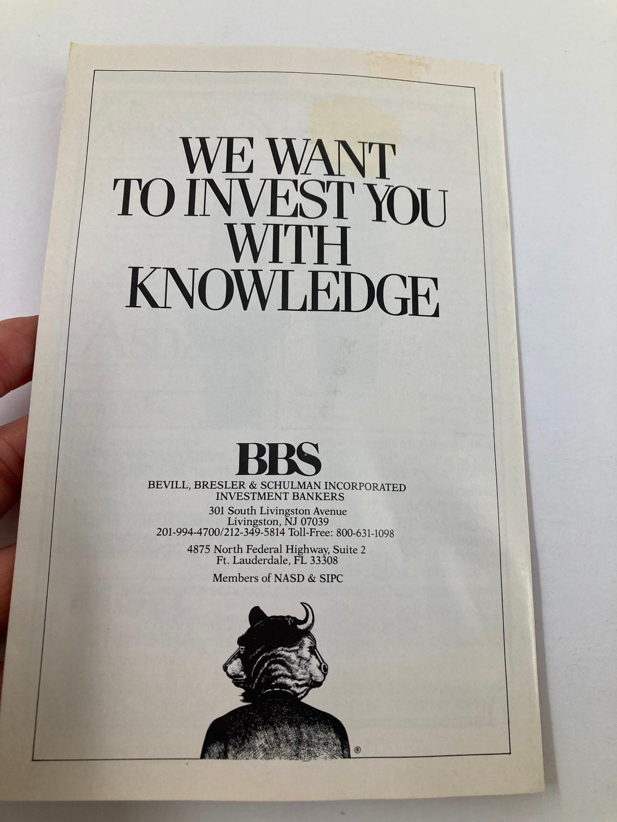 1983 Program Paper Mill Playhouse You Can't Take It With You by Moss Hart - An advertisement for investment consultancy featuring a sophisticated design and text inviting potential clients to invest with knowledge.