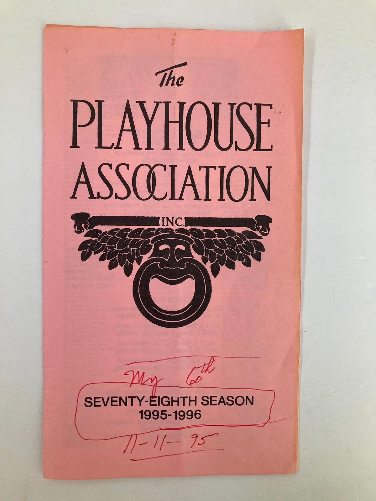 1995 Program The Playhouse Association Beau Jest by James Sherman cover featuring a decorative design and a logo.
