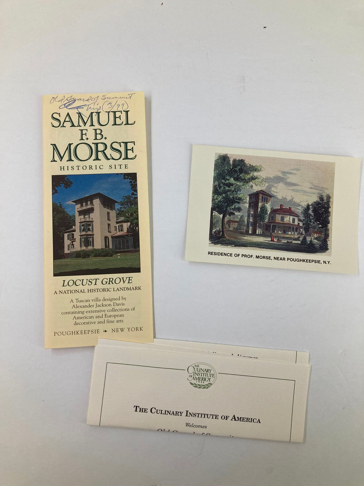 1997 Program for the Samuel F.B. Morse Historic Site, Locust Grove Historic Landmark, featuring a brochure and clipped photographs related to the historic site in Poughkeepsie, New York.