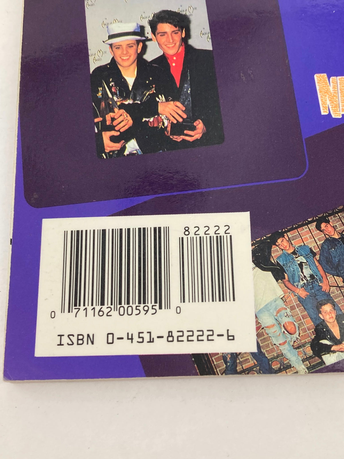 1990 New Kids On The Block Scrapbook by Grace Catalano, showing the ISBN and barcode on the back cover of the scrapbook, essential for identifying the publication.