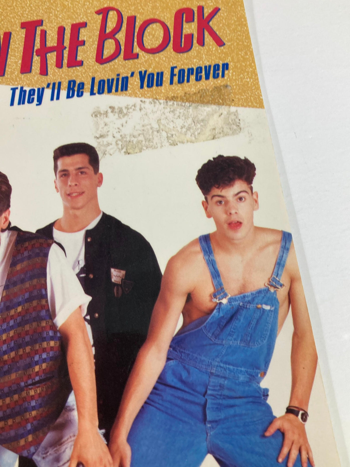 1989 New Kids On The Block They'll Be Lovin' You Forever featuring band members posing together, showcasing vintage fashion styles.