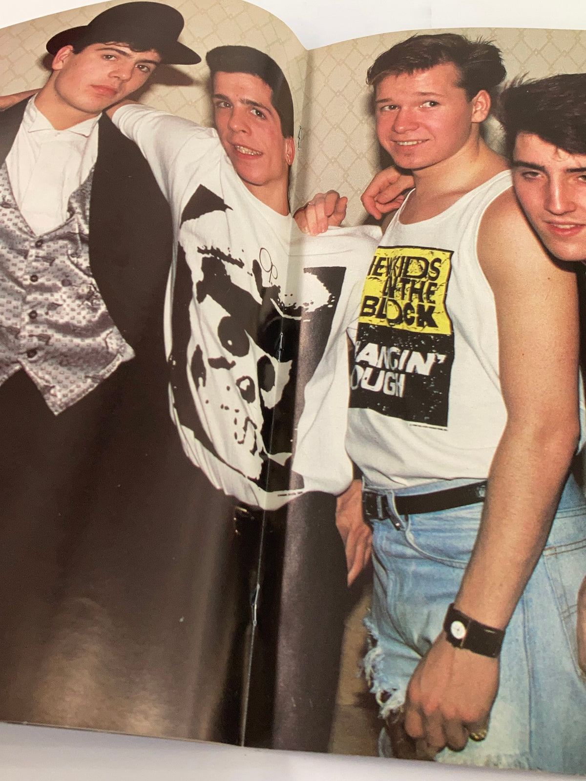 1989 New Kids On The Block They'll Be Lovin' You Forever - A group photo of young men in playful outfits, representing the lively spirit of New Kids On The Block fans.