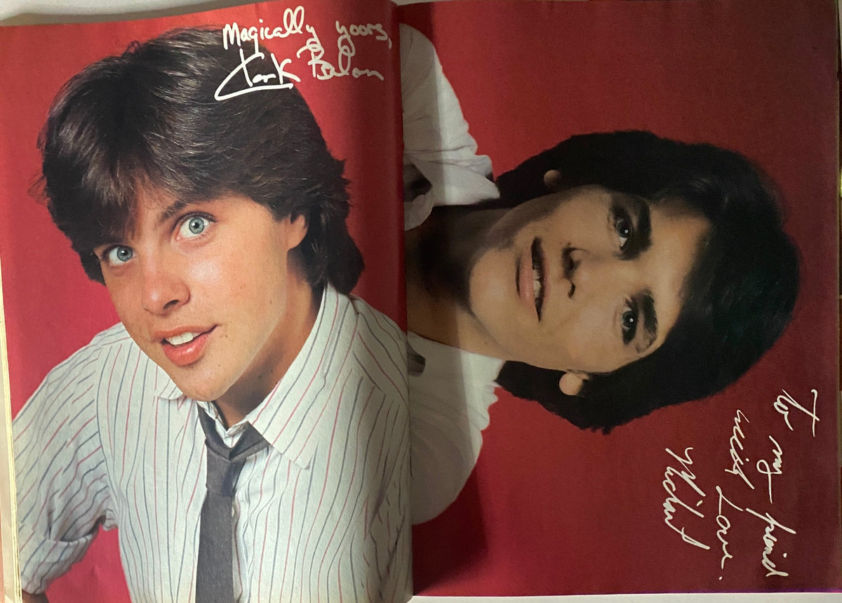 Centerfold from Tiger Beat Magazine December 1981 featuring Scott Baio and Clark Brandon, including personalized signatures.