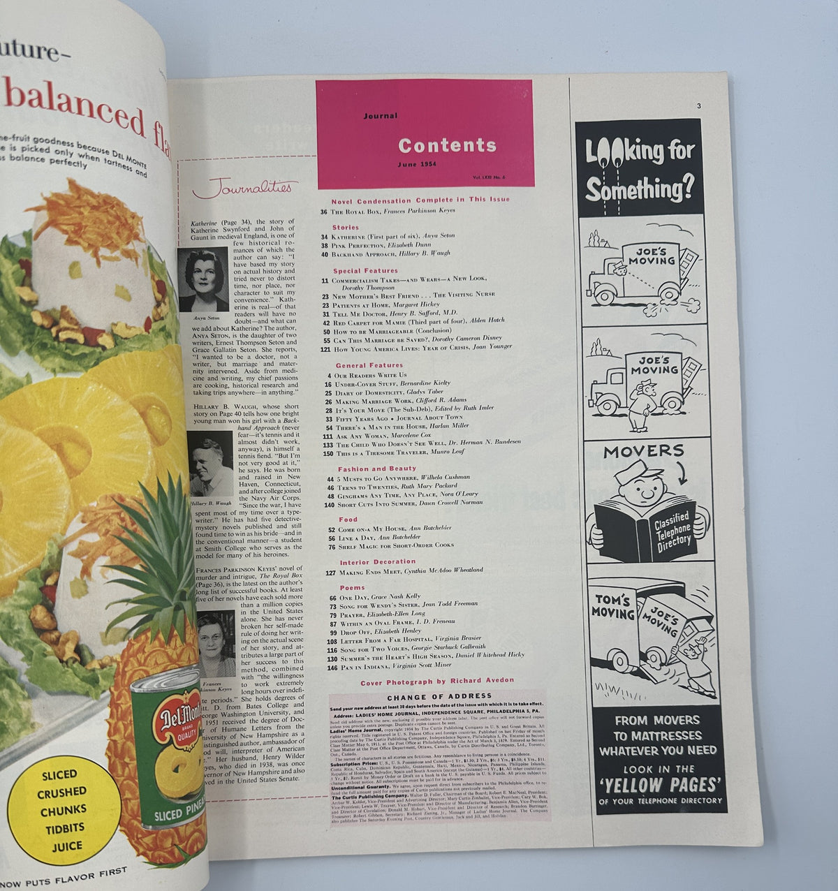 Ladies' Home Journal Magazine June 1954 Katherine by Anya Seton, Frances Keyes