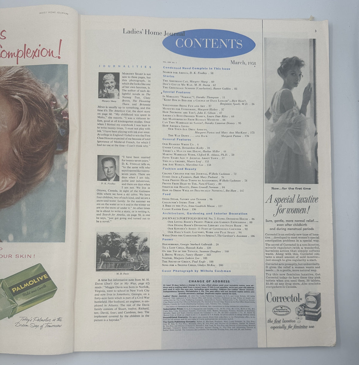 Ladies' Home Journal Magazine March 1958 Chanel Fashion, Benjamin Spock