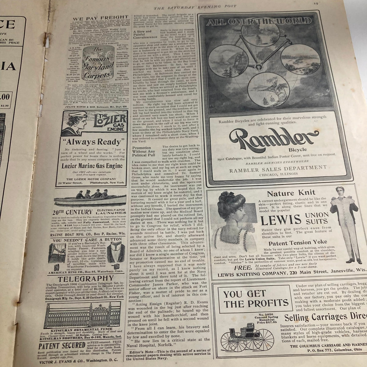 Another interior page of Saturday Evening Post Magazine March 23 1901 showcasing advertisements and typography from the early 20th century.