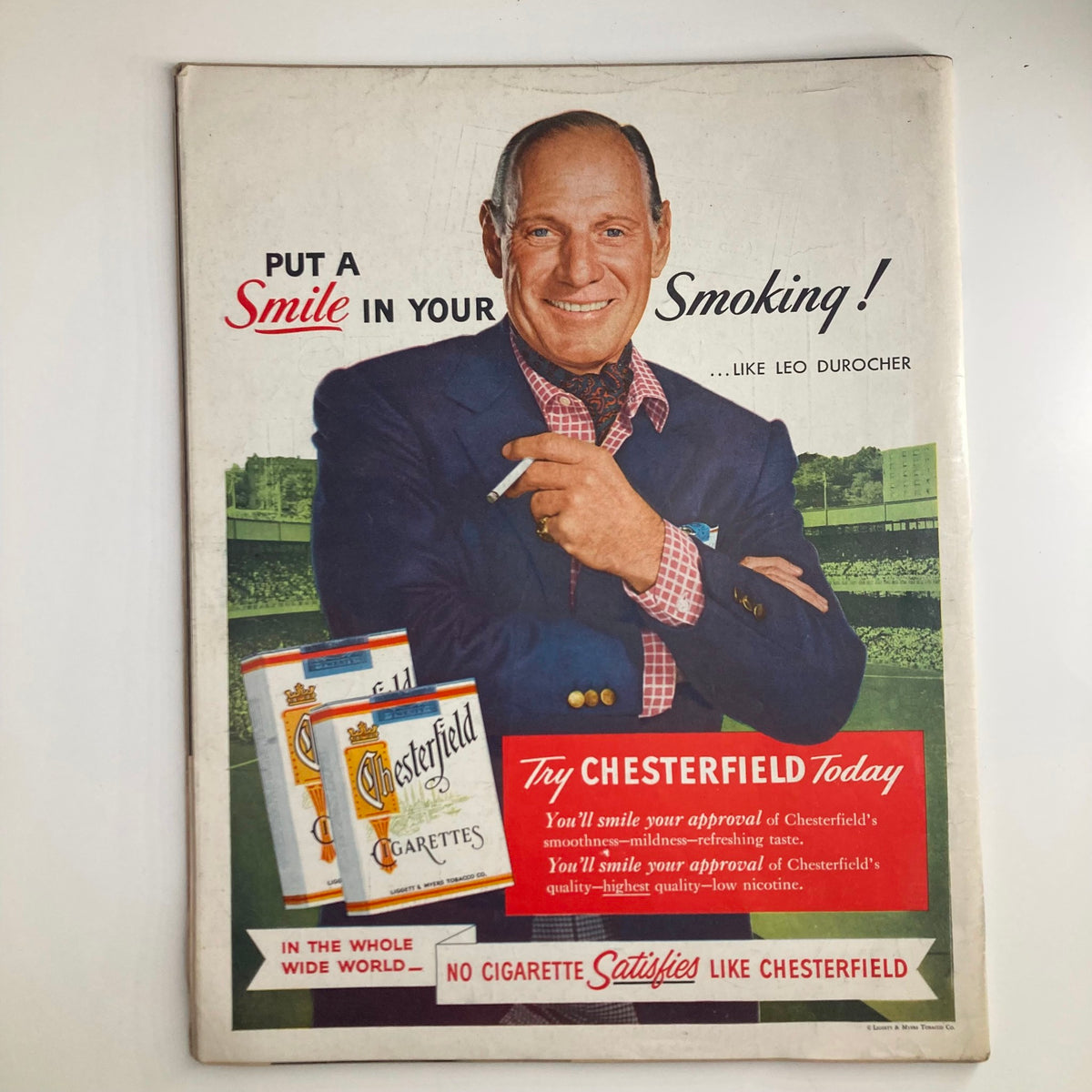 Cover of VTG Look Magazine from May 3, 1955, Volume 19, Number 9, featuring an advertisement promoting Chesterfield cigarettes with a smiling man holding a cigarette.