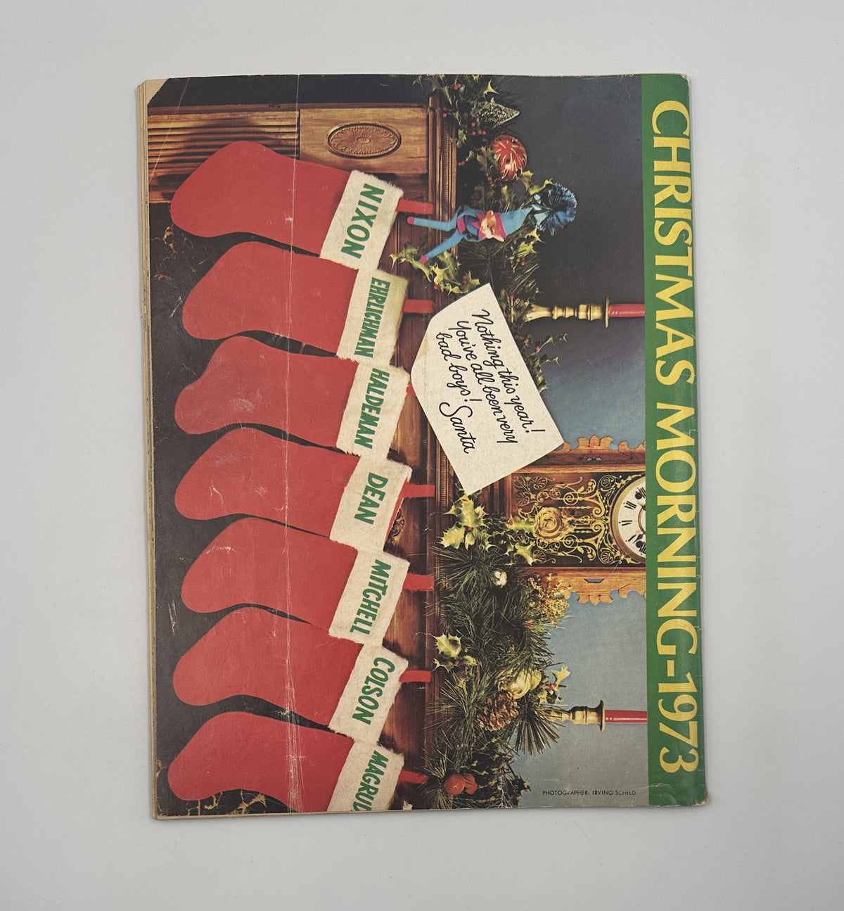 Back cover of MAD Magazine No. 164 from January 1974 with a festive Christmas design featuring stockings and holiday decorations, indicative of the issue's thematic content.
