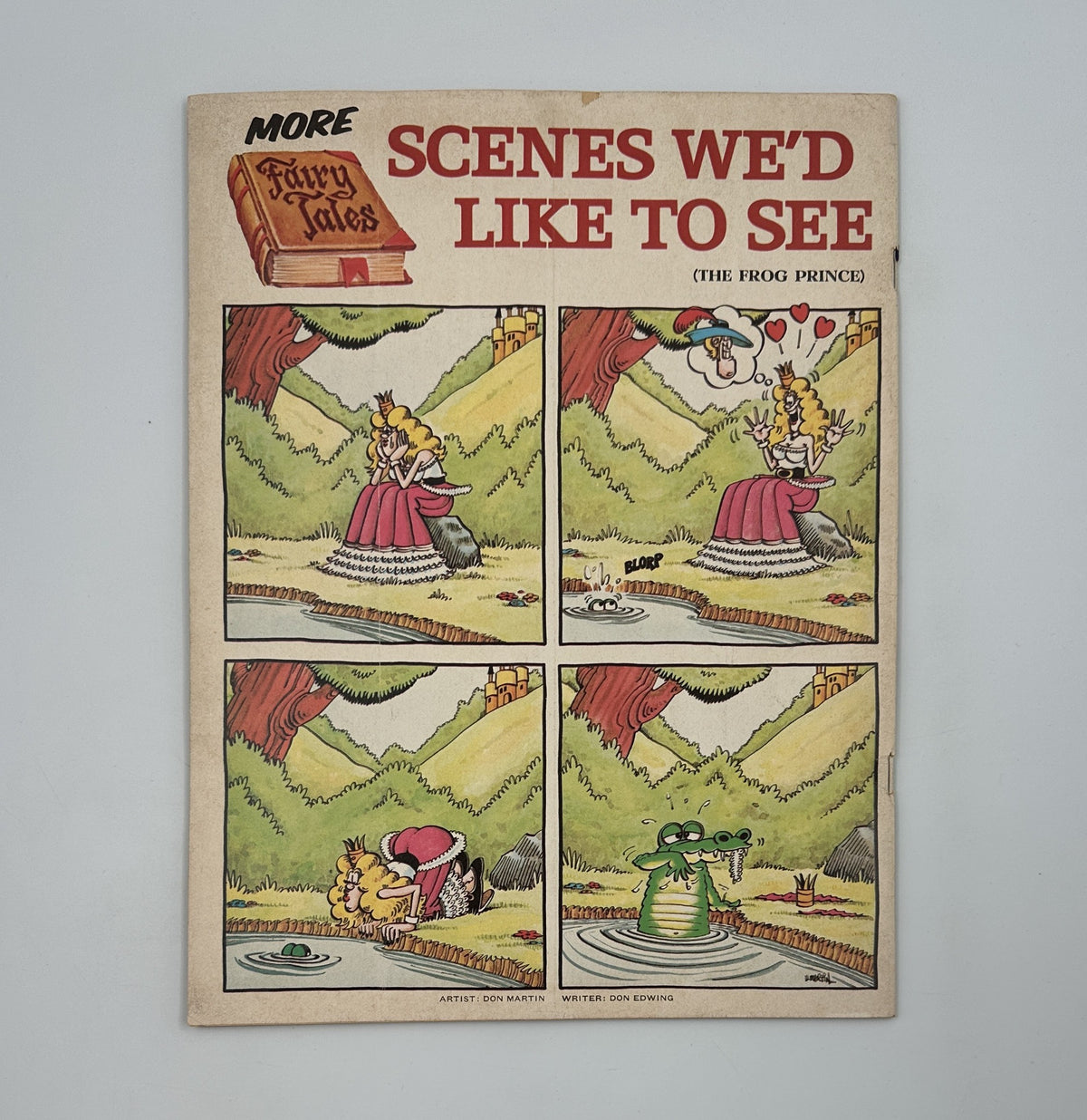 Back cover of MAD Magazine No. 193 featuring a cartoon titled 'More Fairy Tales: The Frog Prince,' illustrating humorous scenes by cartoonist Don Martin.