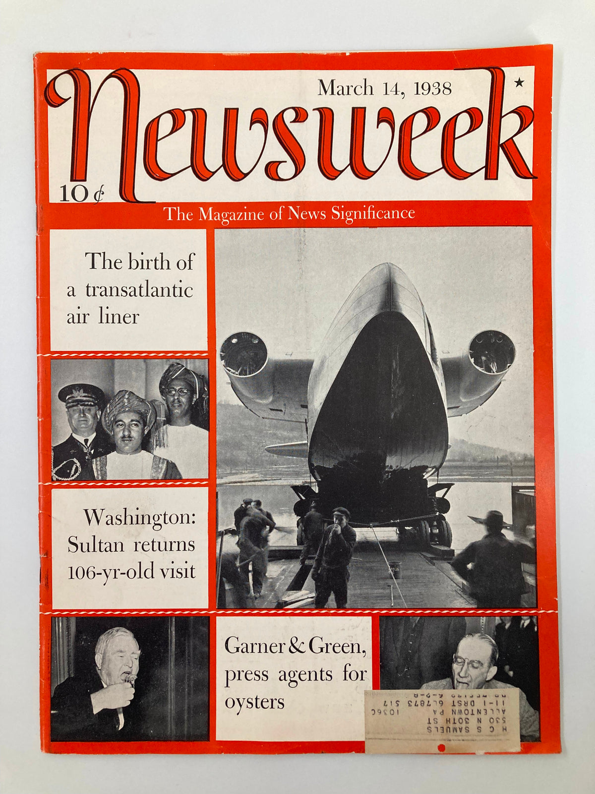 Vintage Newsweek Magazine March 14 1938 Washington Sultan Returns 106-Year-Old Visit