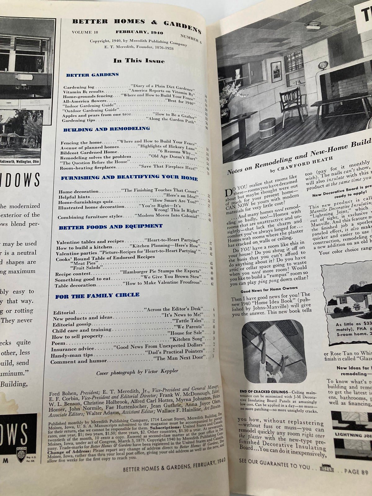 Vintage Better Homes & Gardens Magazine February 1940 The Vitamin B1 News No Label