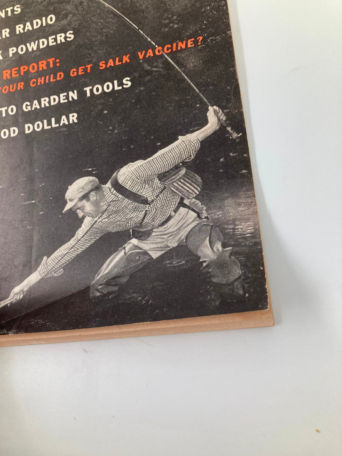 Cover image of VTG Consumer Reports Magazine March 1956 showing a fisherman casting a line, highlighting topics including trailer living and consumer tips.