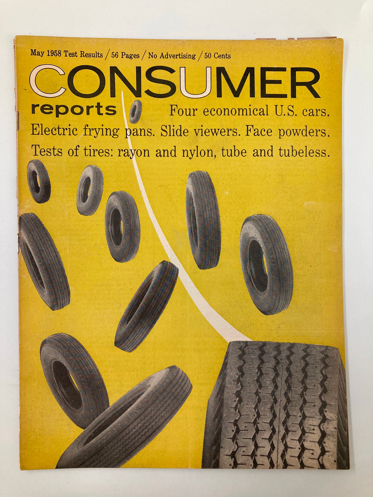 Vintage Consumer Reports Magazine May 1958 Test of Tires Rayon and Nylon No Label