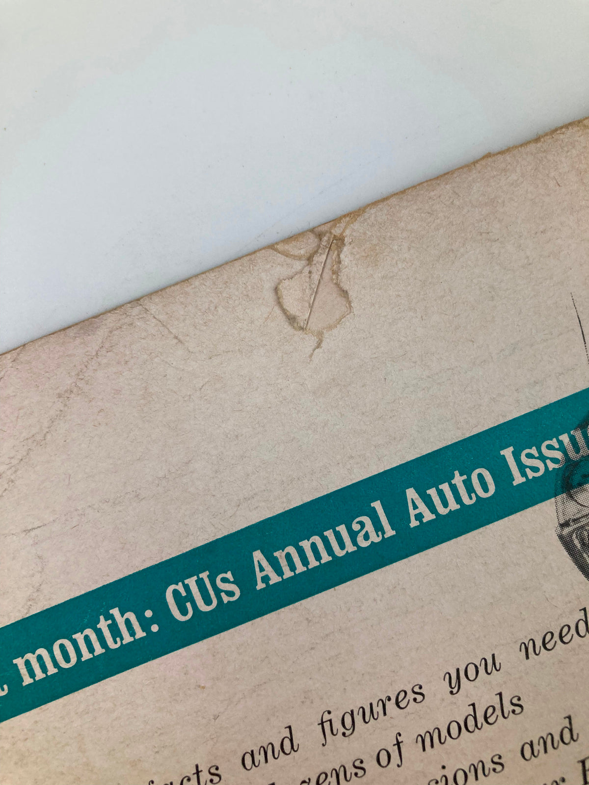 Close-up of the back cover of VTG Consumer Reports Magazine March 1967, showing minor wear and a label indicating it's part of a collection. Ideal for vintage magazine enthusiasts.