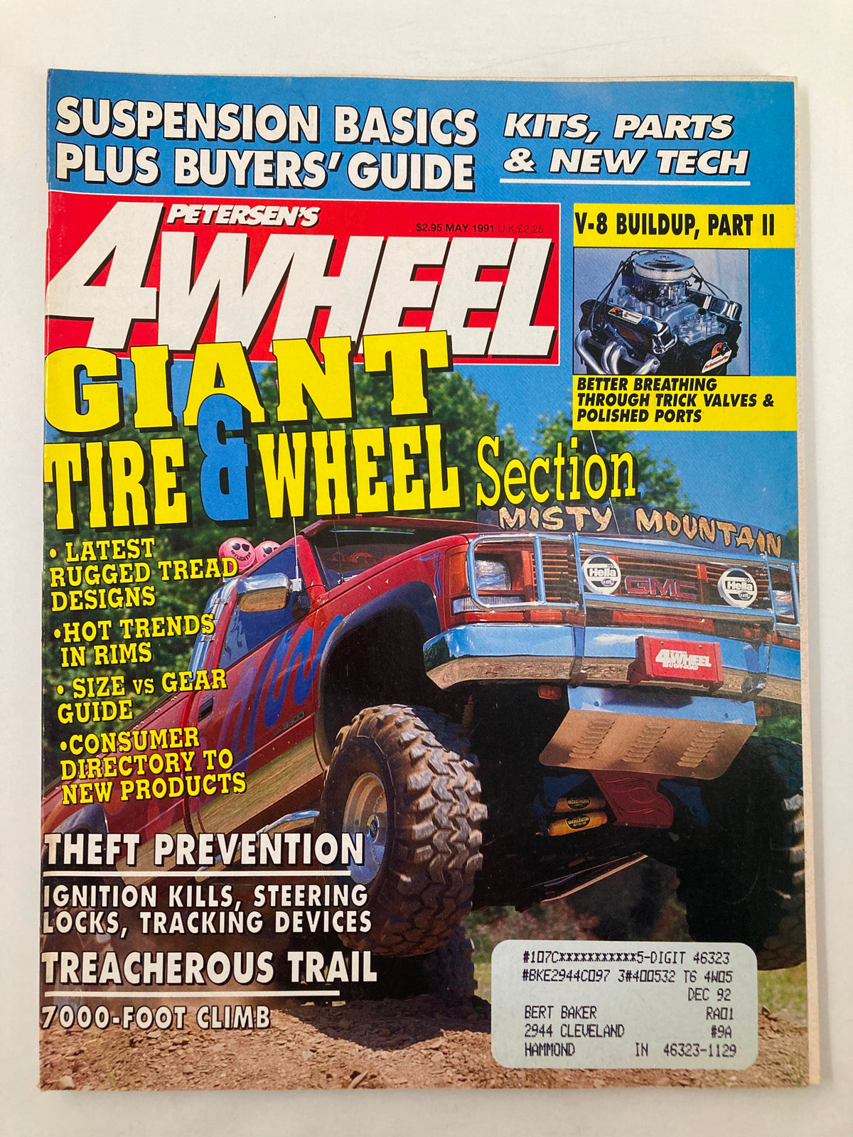Cover of Petersen's 4 Wheel & Off-Road Magazine May 1991 featuring GMC 1-Ton, highlighted with off-road vehicle insights and trends.
