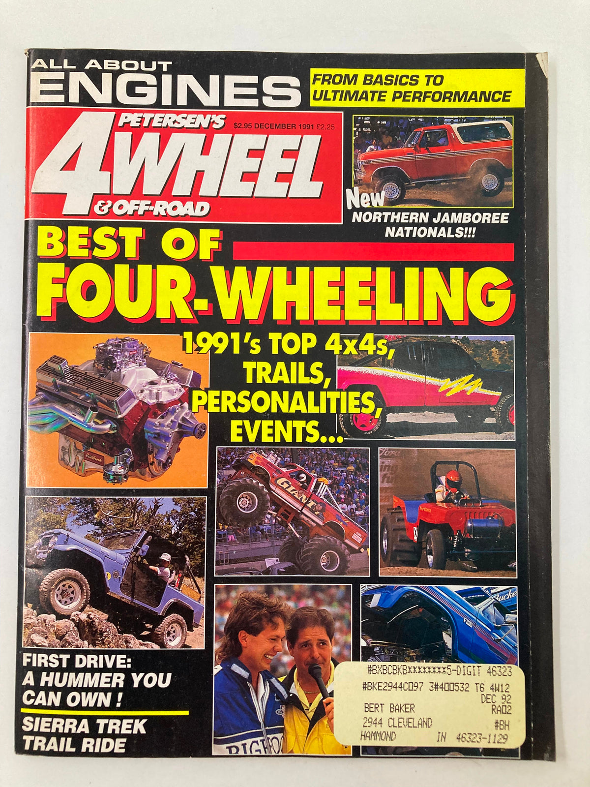 Cover of Petersen's 4 Wheel & Off-Road Magazine December 1991 featuring the theme 'Engines of the 21st Century', showcasing off-road vehicles, engine graphics, and highlights from 1991's top 4x4s and events.