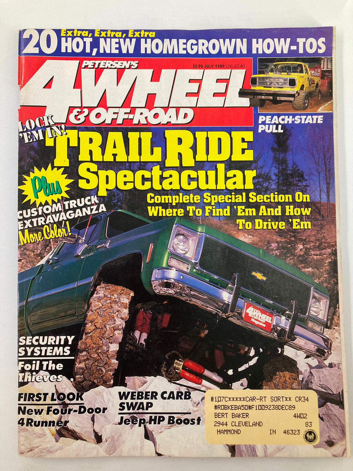Cover of Petersen's 4 Wheel & Off-Road Magazine July 1989 featuring a '78 Chevy Silverado and off-road themes.