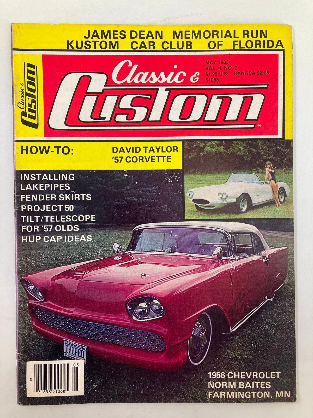 Cover of VTG Classic & Custom Magazine May 1983 featuring David Taylor's '57 Corvette, showcasing a vibrant design and automotive themes.