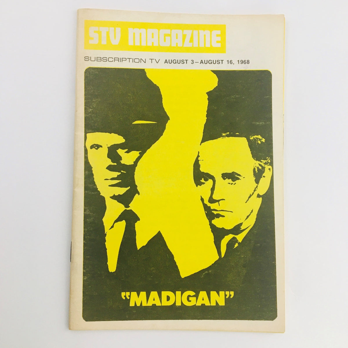 Cover of STV Magazine Subscription TV August 3-16 1968 featuring iconic imagery of Steve McQueen and Richard Crenna from the film Madigan.