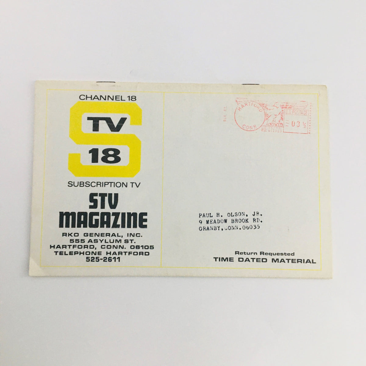 Back cover of STV Magazine Subscription TV from January 20-February 7, 1967 featuring a mailing address and postal information for vintage television magazine collectibles.