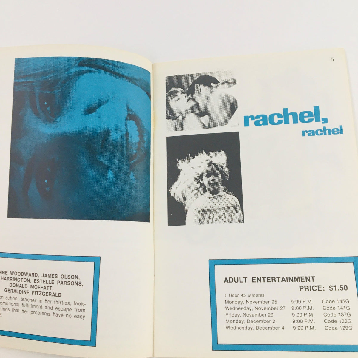 Interior page of STV Magazine Subscription TV featuring images and information about Rachel, dated November 23 to December 7, 1968.