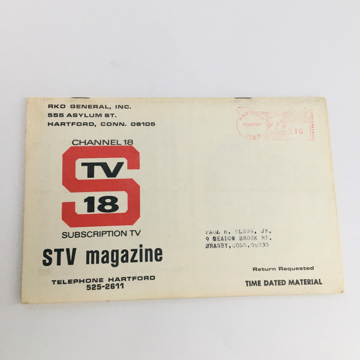 Back cover of STV Magazine Subscription TV March 14-17 '67 featuring postal details, subscription information, and a vintage design. This collectible magazine highlights Senta Berger and 'The Quiller Memorandum'.