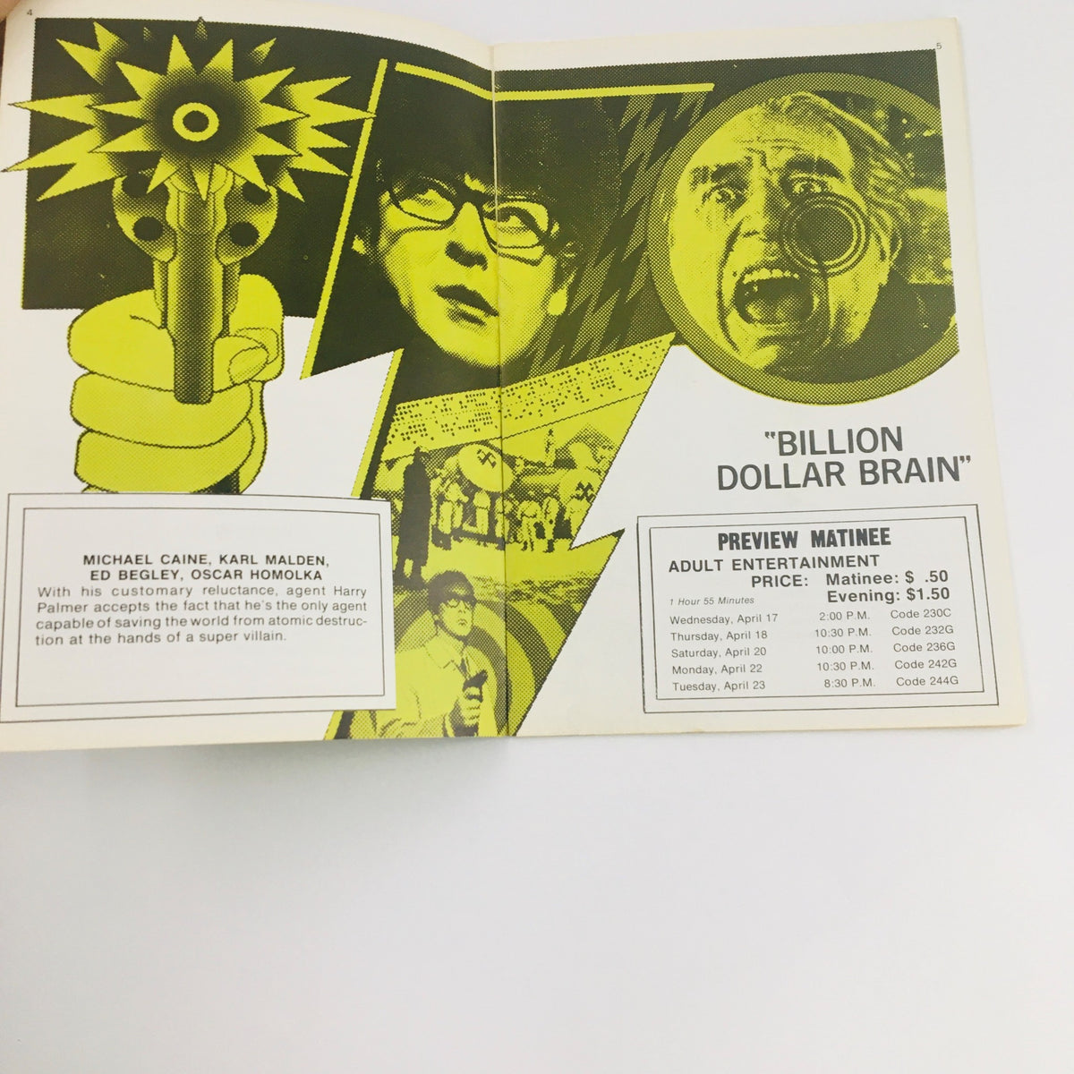 Inside page of STV Magazine Subscription TV April 13-26 1968, highlighting the film 'Billion Dollar Brain' with images of actors and movie details.