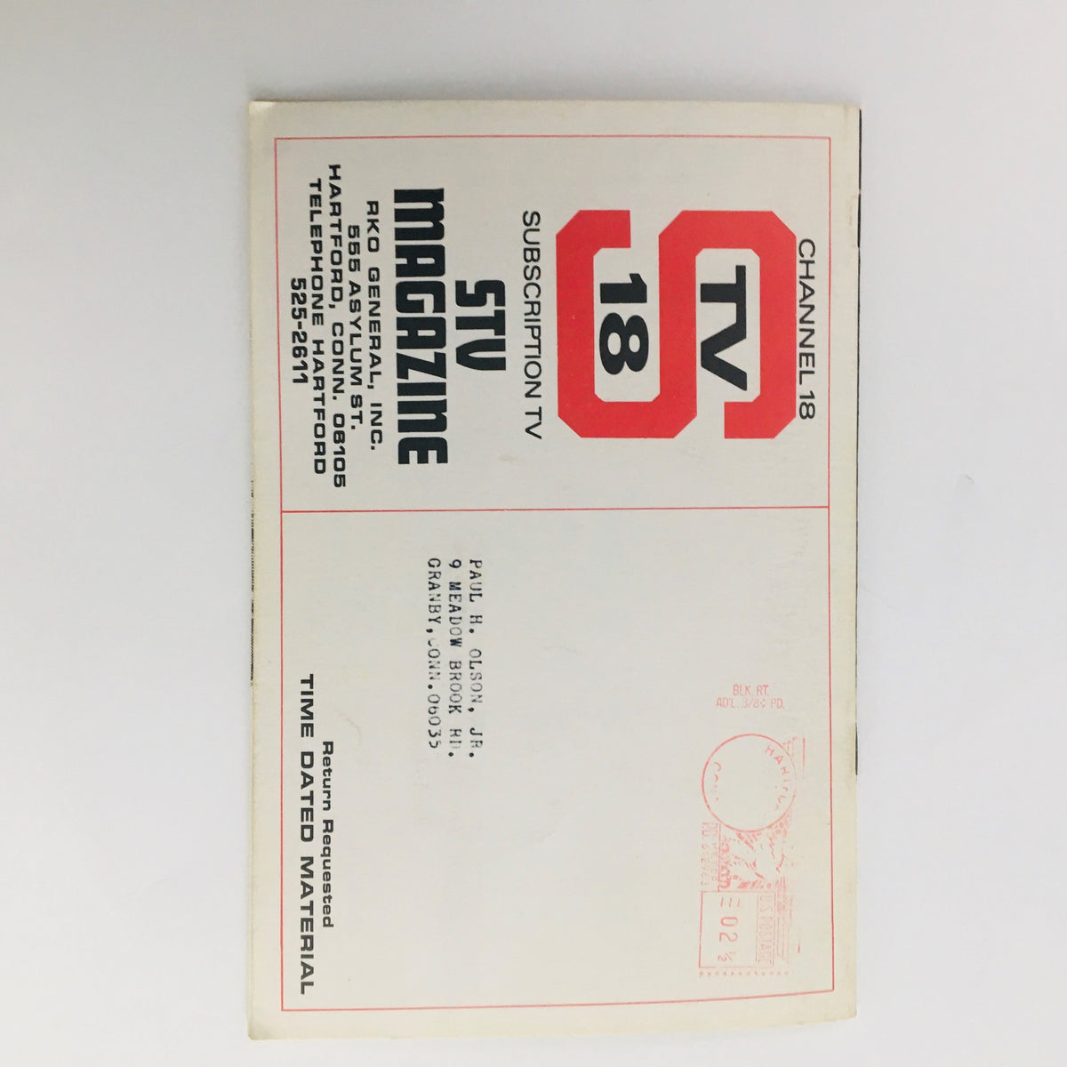 STV Magazine Subscription TV September 16-29 1967, featuring vintage TV guide and address details on the back cover, showcasing nostalgic media history.