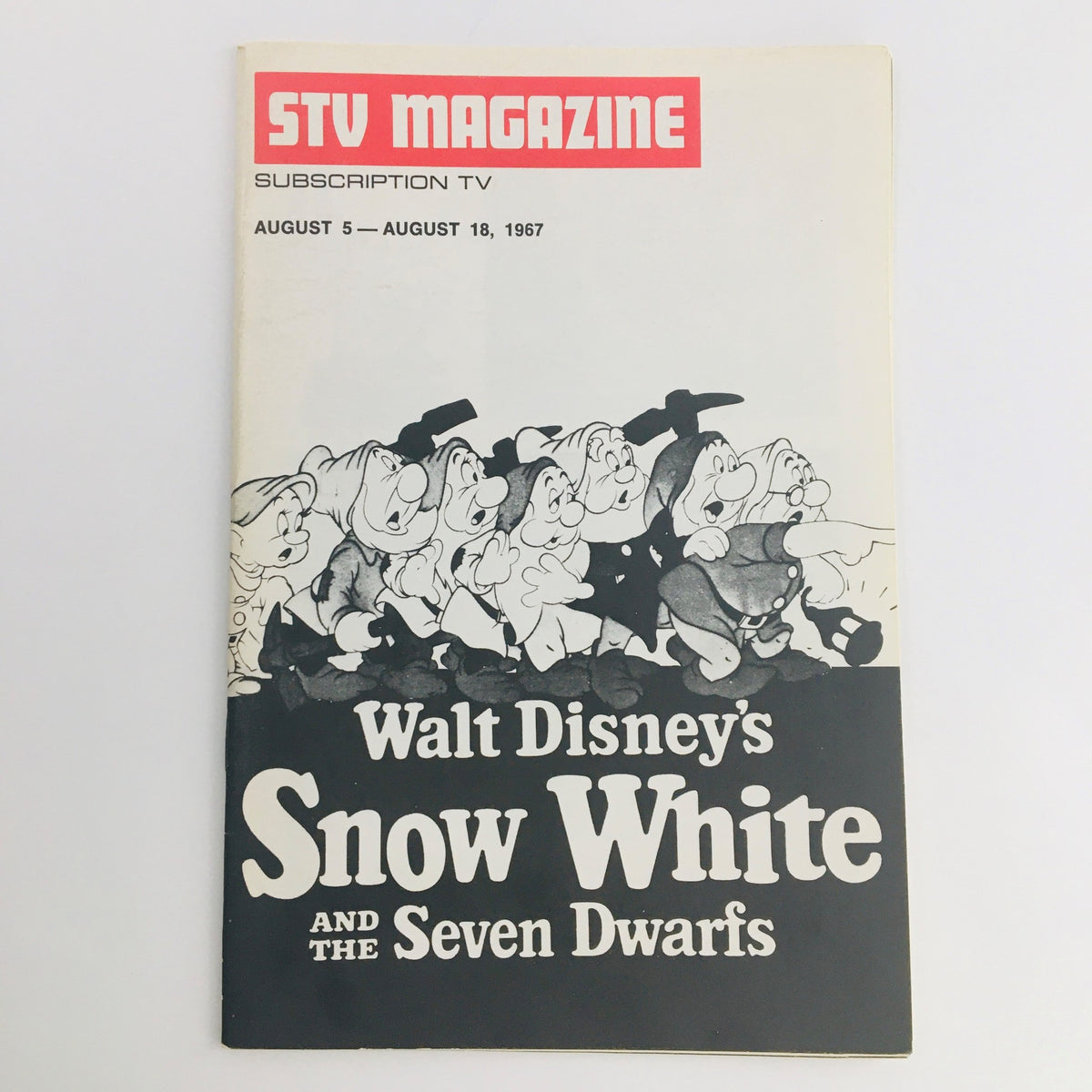 Front cover of STV Magazine Subscription TV for August 5-18, 1967 featuring Walt Disney's Snow White and the Seven Dwarfs with iconic characters illustrated.