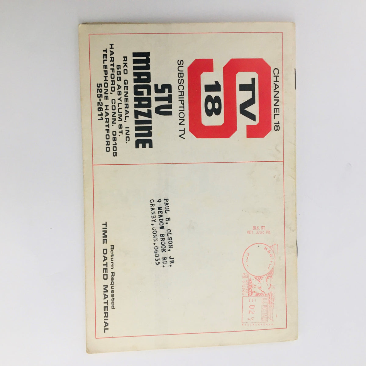 Back cover of STV Magazine Subscription TV September 2-15, 1967 displaying subscription details and an address label, reflecting the magazine's vintage design.