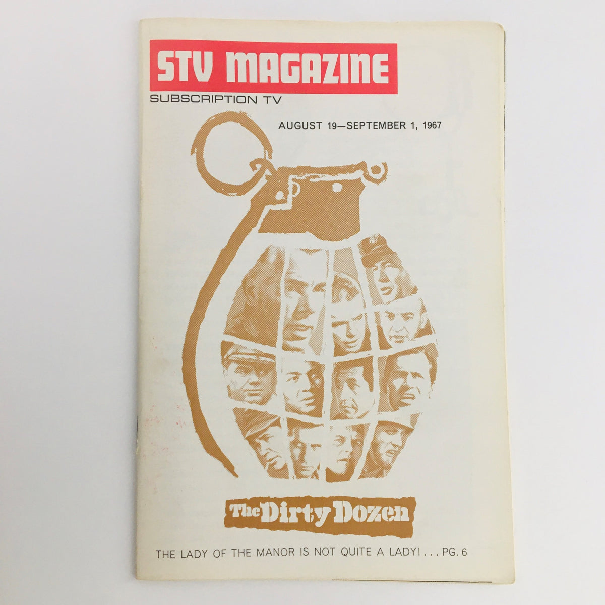 Cover of STV Magazine Subscription TV from August 19 to September 1, 1967, featuring an illustration related to 'The Dirty Dozen' and highlighting iconic moments in classic cinema.