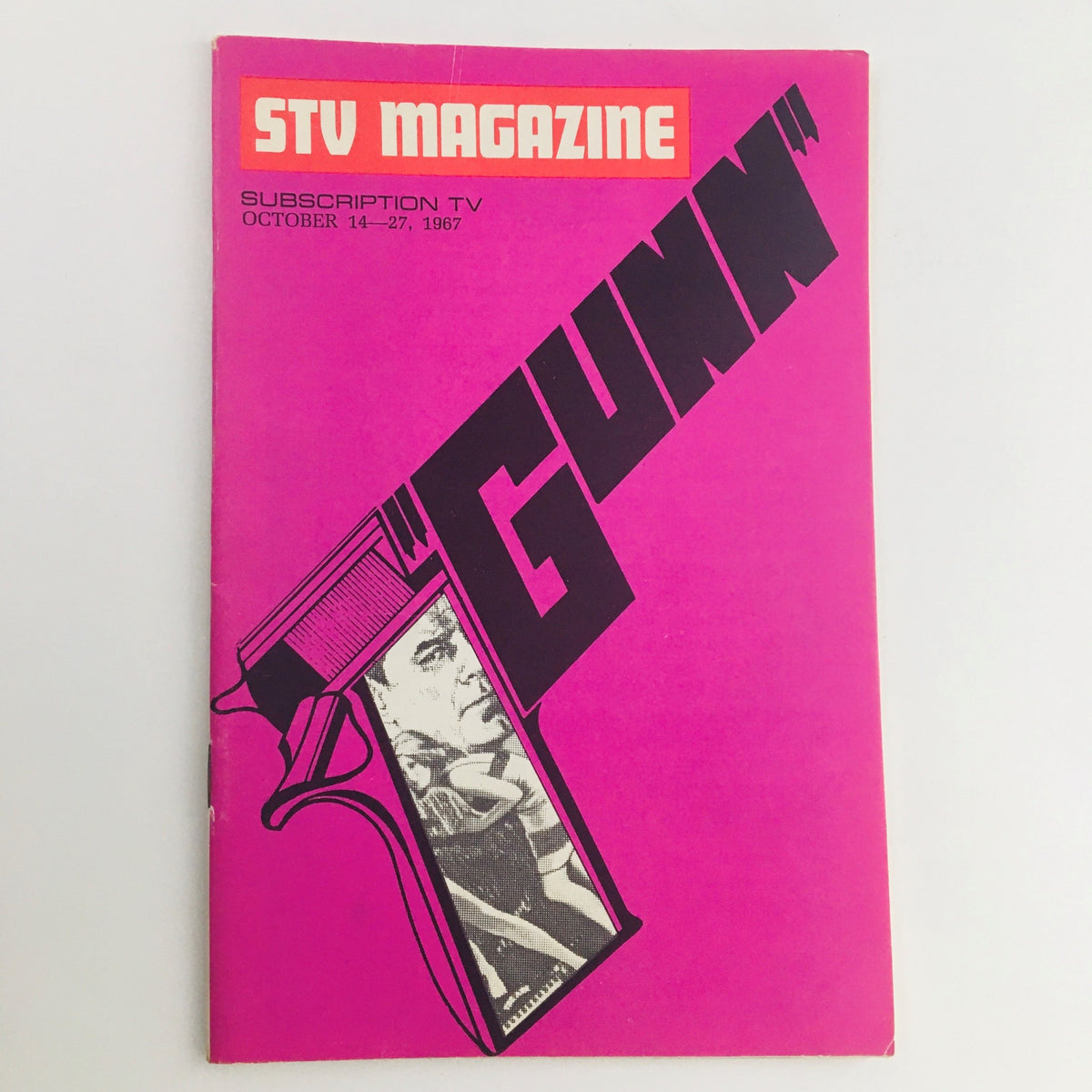 STV Magazine Subscription TV cover from October 14-27, 1967, featuring bold graphic design and the title 'GUNN' prominently displayed.