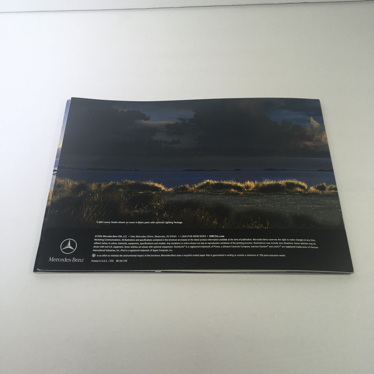 Image of the back cover of the 2007 Mercedes-Benz C-Class Sports Sedans Dealership Car Auto Brochure Catalog, showcasing a serene landscape.